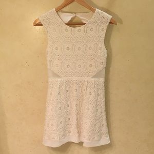 White lace dress with semi-open back